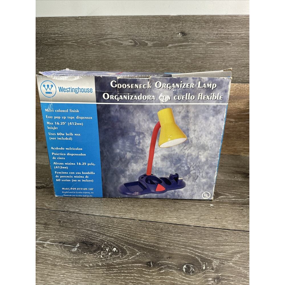 Vintage Westinghouse Gooseneck Memphis Style Desk Lamp 16.25”W/ Storage